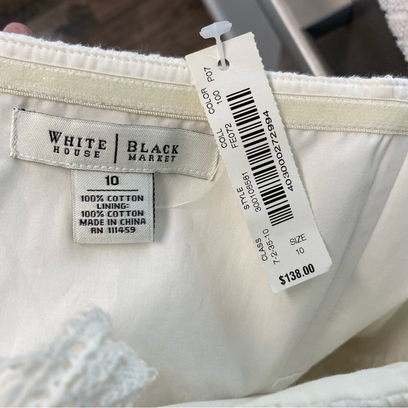 White Euro Summer Lace Trim Flare Dress Size 10 midi  Bodice Vacation Summer NWT - Picture 5 of 14